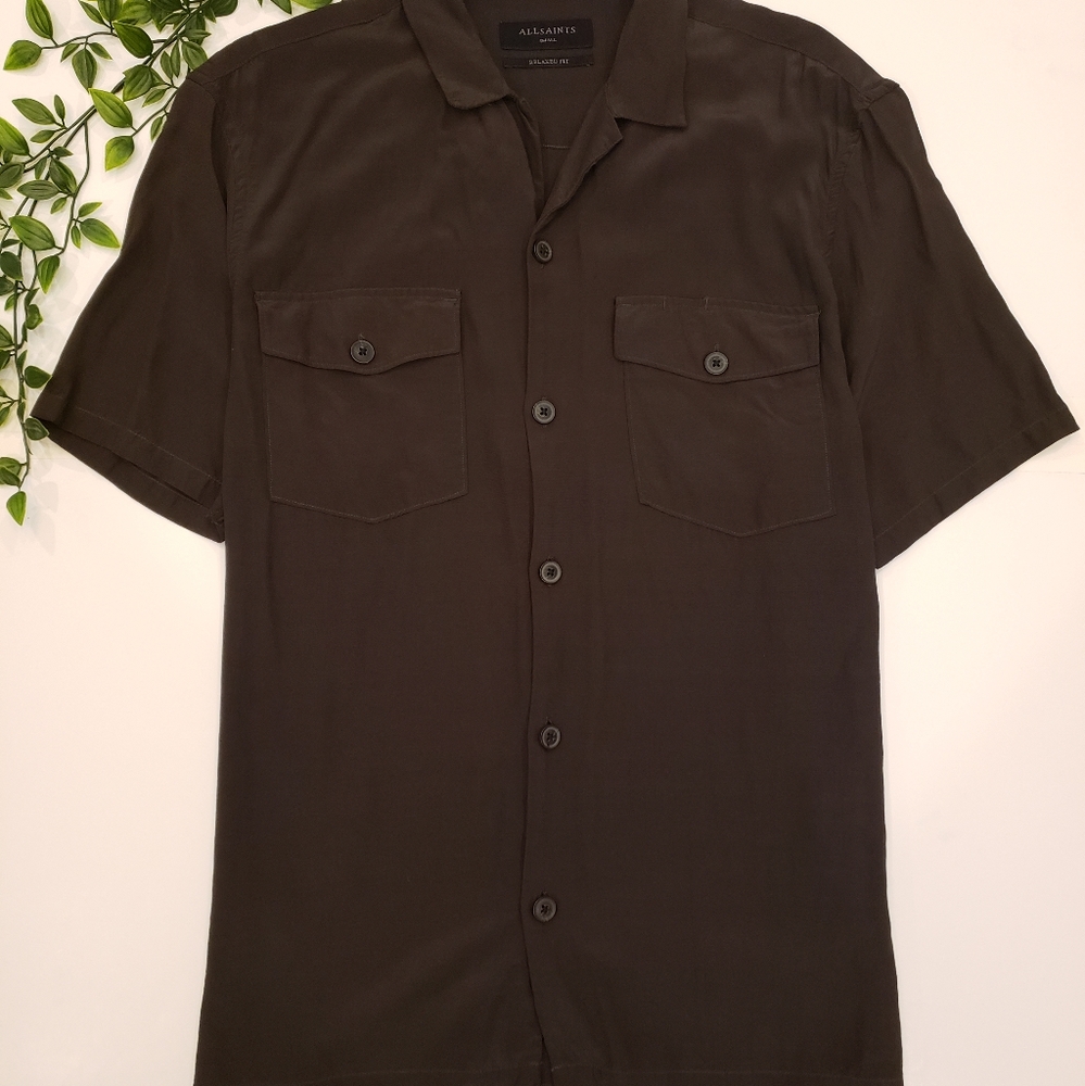 Men's Allsaints Vestal Slim Fit Short Sleeve Button-Up Camp Shirt